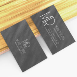 Modern Simple Black Minimalistisch Textured Monogr Visitenkarte