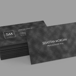 Modern Simple Black Minimalistisch Textured Monogr Visitenkarte