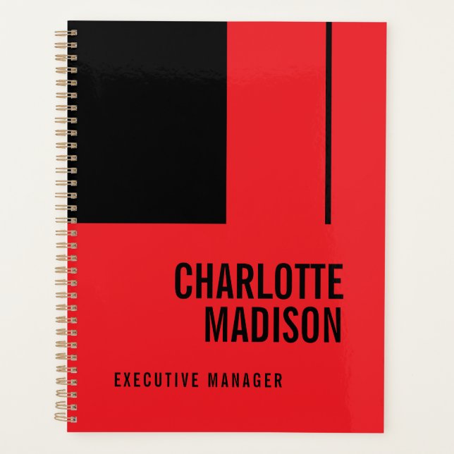 Modern Simple Black Red Minimalist Two Sided Planer (Vorderseite)