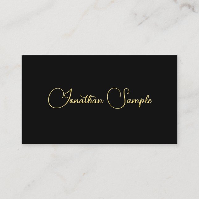 Modern Simple Black Template Gold Text Typografie Visitenkarte (Vorderseite)