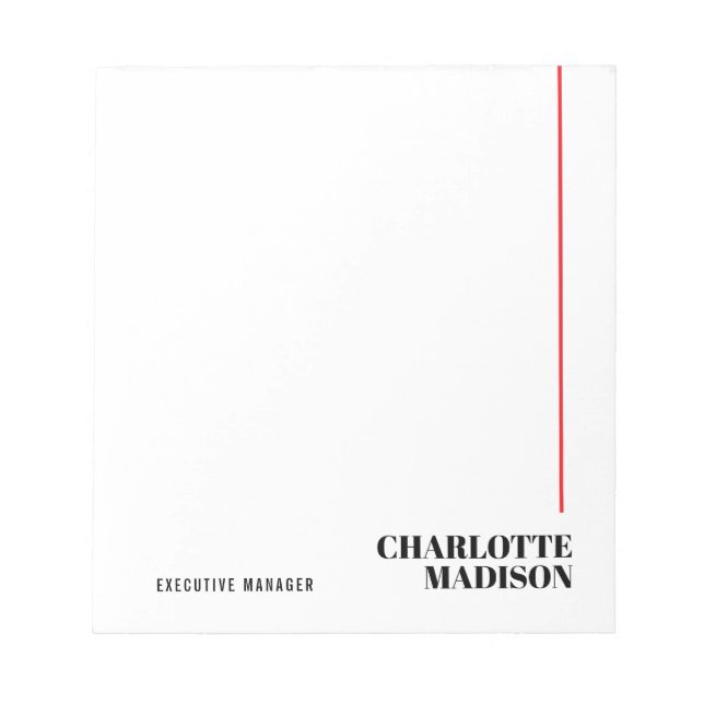 Modern Simple Black White Trendy Minimalist Plain  Notizblock (Vorderseite)