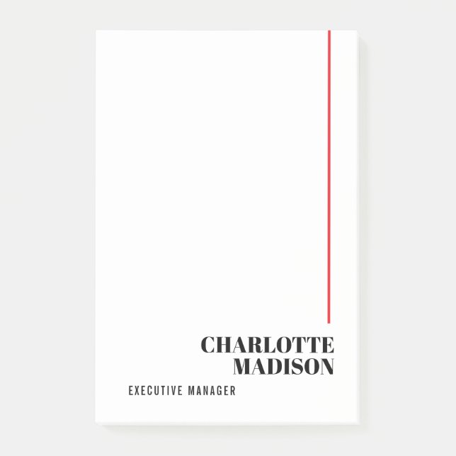 Modern Simple Black White Trendy Minimalist Plain  Post-it Klebezettel (Vorderseite)