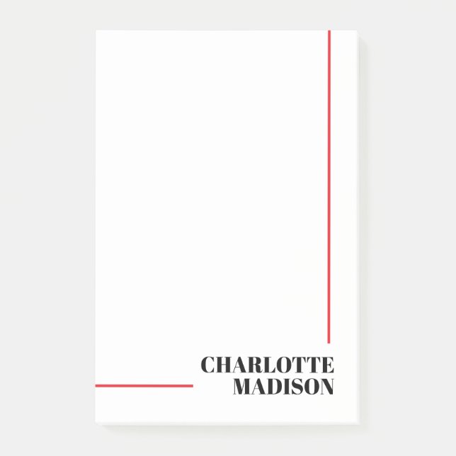 Modern Simple Black White Trendy Minimalist Plain  Post-it Klebezettel (Vorderseite)