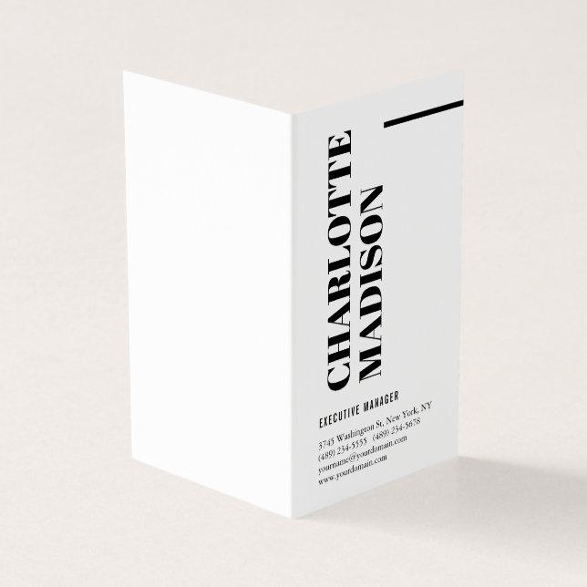 Modern Simple Black White Trendy Minimalist Plain  Visitenkarten (Vorderseite)