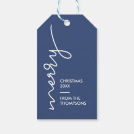 Modern Simple Blue Frohe Weihnachtsschrift Geschenkanhänger
