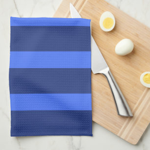 Modern Simple Blue Navy Two Tone Strip Name Geschirrtuch