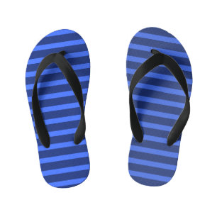 Modern Simple Blue Navy Two Tone Strip Name Kinderbadesandalen