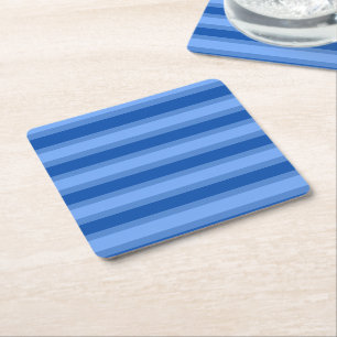 Modern Simple Blue Navy Two Tone Strip Name Rechteckiger Pappuntersetzer