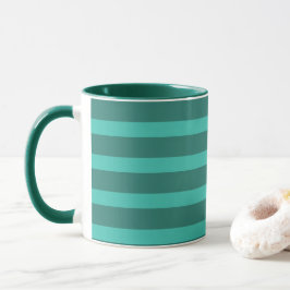 Modern Simple Blue Navy Two Tone Strip Name Tasse