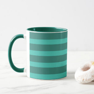 Modern Simple Blue Navy Two Tone Strip Name Tasse