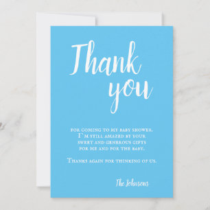 Modern Simple Blue Typography Baby Show Dankeskarte