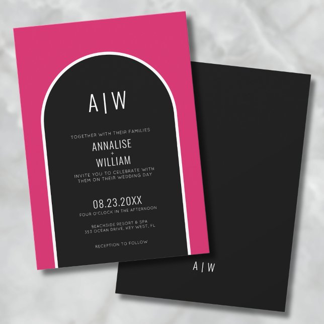 Modern Simple Bold Magenta Pink Wedding Einladung (Modern Simple Bold Magenta Pink Wedding Invitation)