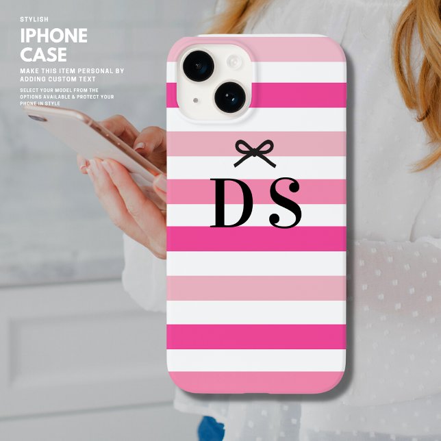 Modern Simple Bold Pink Strip Bow Name Case-Mate iPhone Hülle (Von Creator hochgeladen)