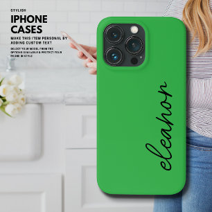 Modern Simple Bright Green Script Name Monogram Case-Mate iPhone Hülle
