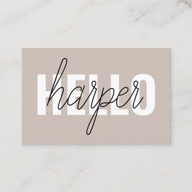 Modern Simple Brown Hallo und Sie nennen Visitenkarte (Vorderseite)