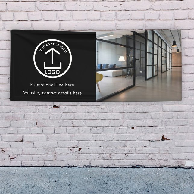 Modern Simple Business Logo Foto & Text Black Banner (Modern Simple Business Logo Photo & Text Black Banner)