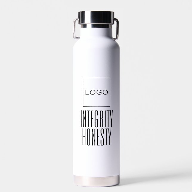 Modern Simple Business Logo, Foto und Werte Trinkflasche (Vorne)