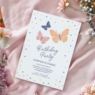 Modern Simple Butterfly Geburtstagseinladung Einladung