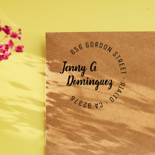 Modern & Simple Calligraphy Round Return Address Permastempel
