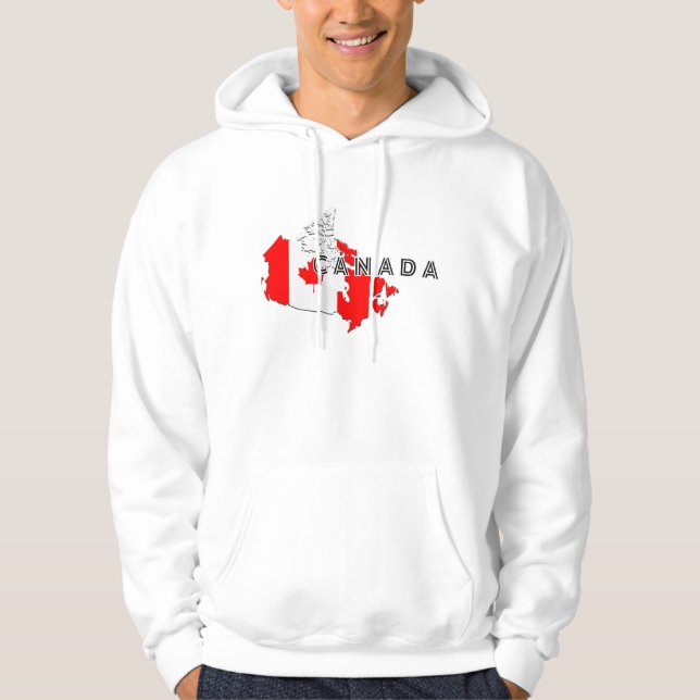 Modern Simple Canadian Canada Script Map Flag Hoodie (Vorderseite)