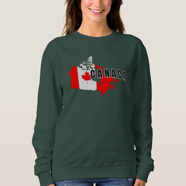 Modern Simple Canadian Canada Script Map Flag Sweatshirt (Vorderseite)