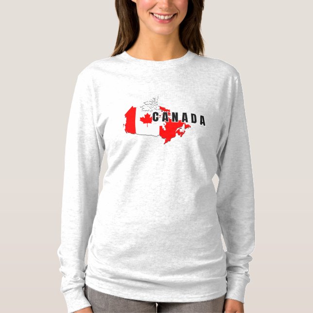 Modern Simple Canadian Canada Script Map Flag T-Shirt (Vorderseite)