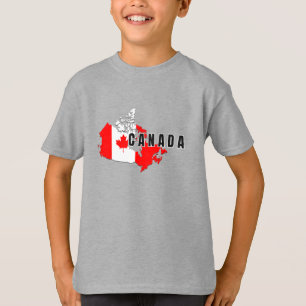 Modern Simple Canadian Canada Script Map Flag T-Shirt