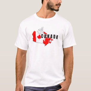 Modern Simple Canadian Canada Script Map Flag T-Shirt