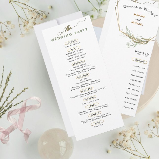 Modern Simple Chic Sage Green Gold Wedding Program (Von Creator hochgeladen)