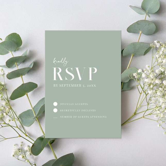 Modern Simple Chic Sage Green Wedding RSVP Karte (Von Creator hochgeladen)