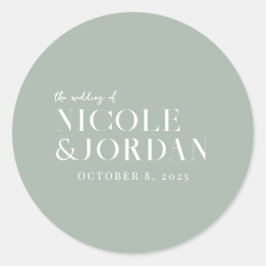 Modern Simple Chic Sage Green Wedding Runder Aufkleber