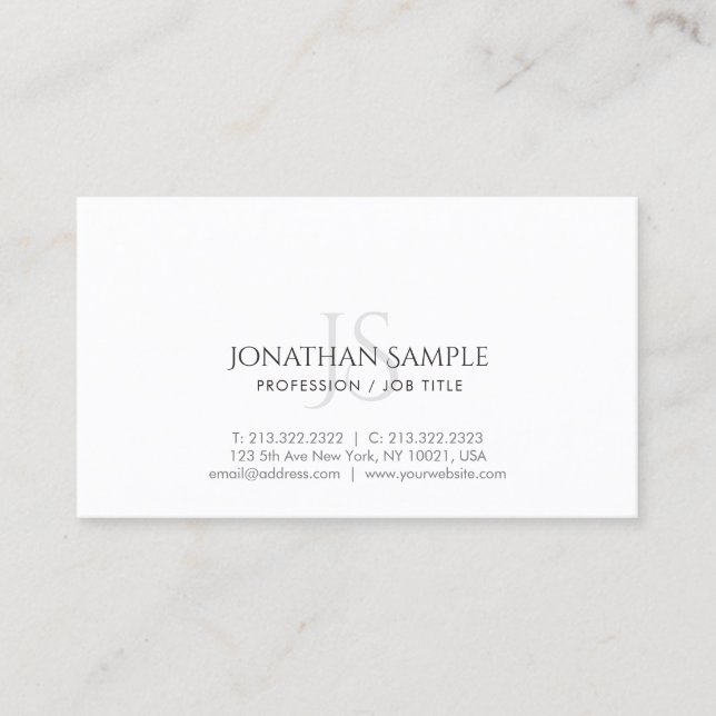 Modern Simple Chic Trendy Monogram Schlicht Visitenkarte (Vorderseite)