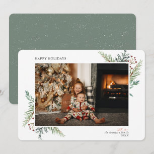 Modern Simple Christmas Grüntöne Green Foto Feiertagskarte