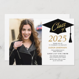 Modern Simple Class of 2025 Foto Graduation Party Einladung
