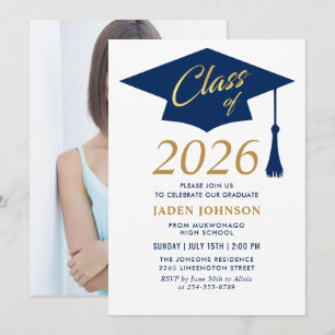 Modern Simple Class of 2025 Foto Graduation Party Einladung