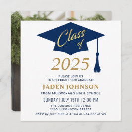 Modern Simple Class of 2025 FOTO Graduation Party Einladung