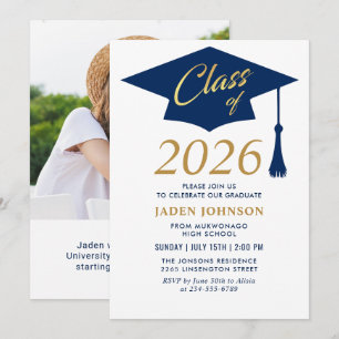 Modern Simple Class of 2025 Foto Graduation Party Einladung