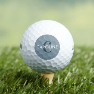 Modern Simple Classic Initial Blue Golfball