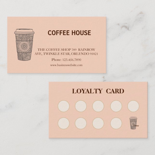 Modern simple coffee Shop Loyalty Card Visitenkarte (Vorne/Hinten)