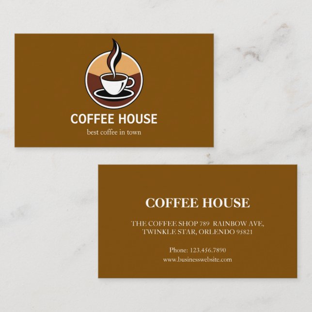 Modern Simple Coffee Shop Visitenkarte (Vorne/Hinten)