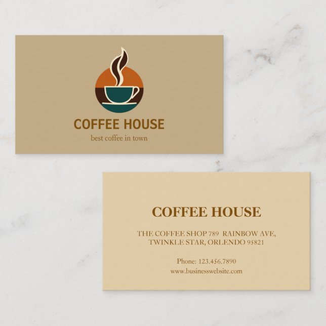 Modern Simple Coffee Shop Visitenkarte (Vorne/Hinten)