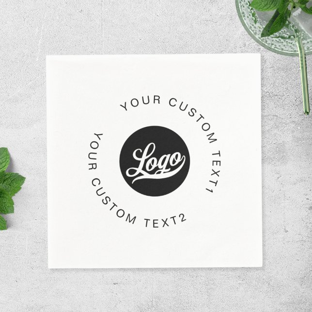 Modern Simple Company Logo & Round Text Business Serviette (Von Creator hochgeladen)