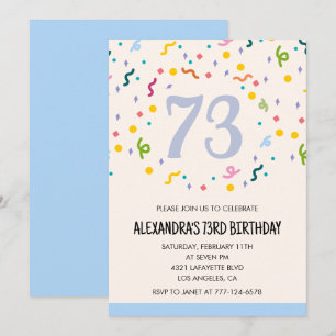Modern Simple Confetti Einladungen zum 73. Geburts