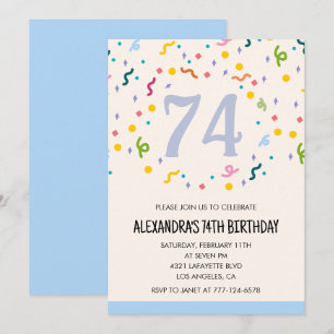 Modern Simple Confetti Einladungen zum 74.