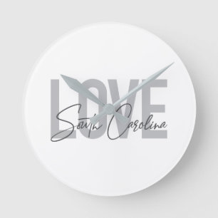 Modern, simple, cool design Love South Carolina Runde Wanduhr