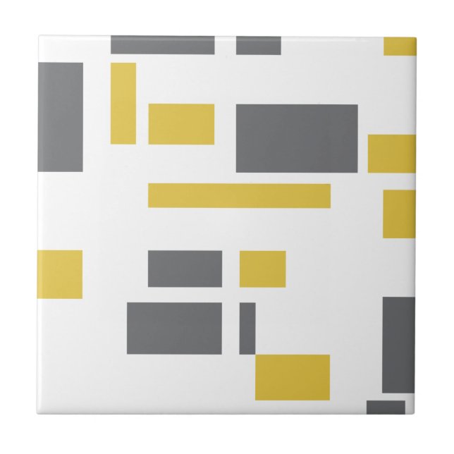 Modern, simple, cool geometric yellow gray pattern fliese (Vorderseite)