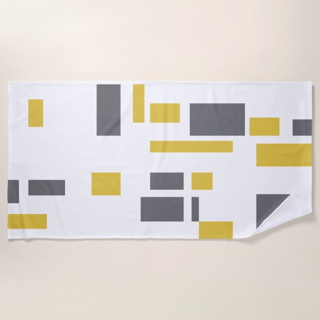 Modern, simple, cool geometric yellow gray pattern strandtuch (Vorderseite)