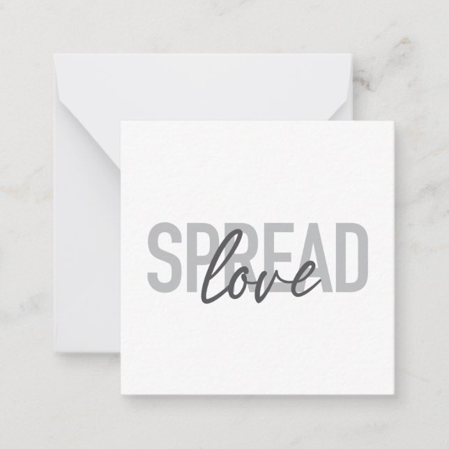 Modern, simple, cool typography of Spread Love Mitteilungskarte (Vorderseite)