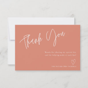 Modern Simple Coral Brautparty Vielen Dank Card Dankeskarte