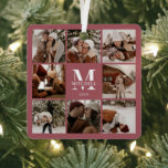 Modern Simple Couple Foto Collage | Mit Monogramm Ornament Aus Metall<br><div class="desc">Dieses 8 Foto Collage Modern Family Personalisierte Ornament ist der perfekte Weg, um Ihre Lieblings-Fotos in einen niedlichen und trendigen Sake zu verwandeln. Mit einem einfachen, modernen Design und eleganten Monogram ist es vollständig an Ihren Stil angepasst. Ideal zum Geschenken am Muttertag, Vatertag, Geburtstag, Weihnachten, Jubiläum oder als nachdenkliches Dankeschön...</div>